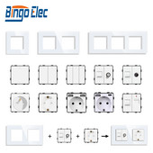 Bingoelec valge kristall karastatud klaaspaneel Valguslüliti eu prantsuse seinakontakt usb tv rj45 satelliit Sensor lüliti moodul DIY