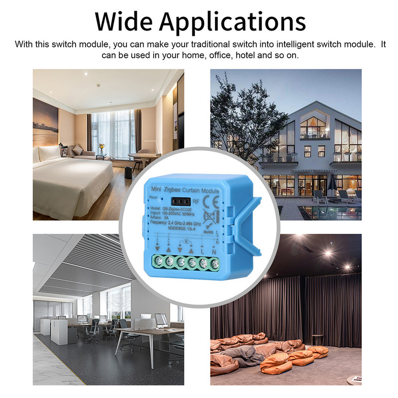 Tuya ZigBee WiFi Smart Switch Module for Roller Blinds Shutter Ηλεκτρικός κινητήρας Τηλεχειριστήριο Εργασία με Alexa Google Home