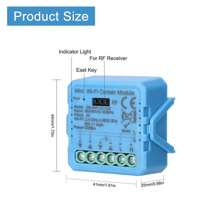 Tuya ZigBee WiFi Smart Switch Module for Roller Blinds Shutter Ηλεκτρικός κινητήρας Τηλεχειριστήριο Εργασία με Alexa Google Home