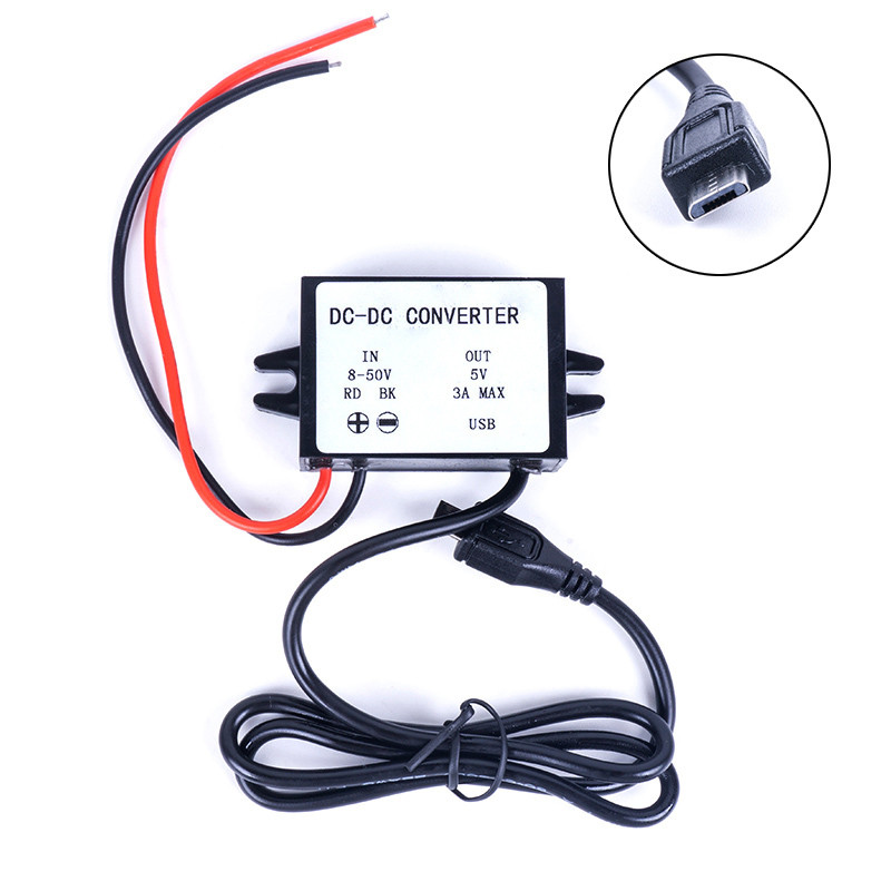 Konverter DC 12V 24V 36V 48V (8V-50V) kuni 5V 3A USB Micro Mini USB astmeline muundurid pingeregulaator alalisvoolu muundurid