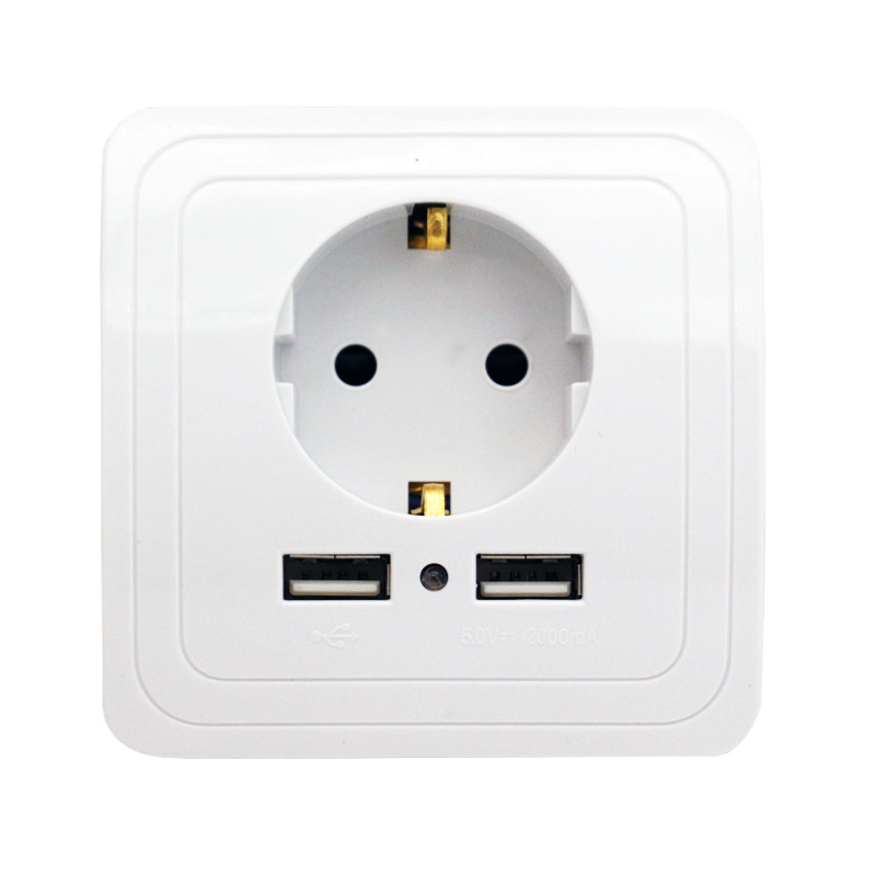 Minitiger Smart Home 2A dupla USB portos fali töltő adapter töltő aljzat usb fali adapterrel EU dugós aljzat konnektor