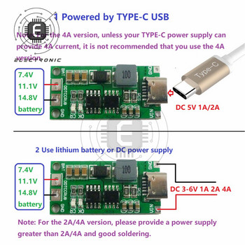 2S 3S 4S Type-C до 8.4V 12.6V 16.8V LiPo Polymer Li-Ion зарядно устройство Модул за 7.4V 11.1V 14.8V 18650 литиева батерия