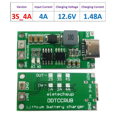 2S 3S 4S Type-C kuni 8,4 V 12,6 V 16,8 V Step-Up Boost LiPo polümeeri liitiumioonlaadija moodul 7,4 V 11,1 V 14,8 V 18650 liitiumaku jaoks