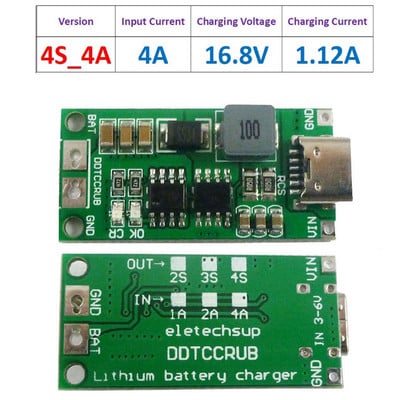 2S 3S 4S Type-C do 8,4 V 12,6 V 16,8 V Step-Up Boost LiPo Polymer Li-Ion modul punjača za 7,4 V 11,1 V 14,8 V 18650 litijsku bateriju