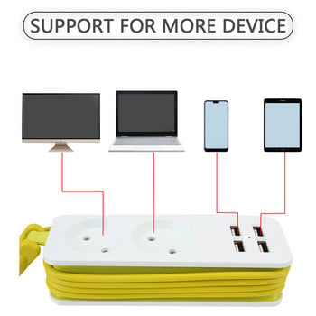 Power Strip 2 Extension Socket Outlet EU Plug Charger Socket Portable Smart Desktop Socket 4 Port USB Charger Wall Charger Multiple