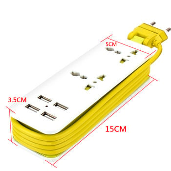 Power Strip 2 Extension Socket Outlet EU Plug Charger Socket Portable Smart Desktop Socket 4 Port USB Charger Wall Charger Multiple