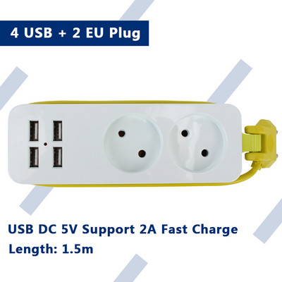 Priză de alimentare 2 priză de prelungire Ștefa UE Priză pentru încărcător Priză de birou inteligentă portabilă 4 porturi USB Încărcător de perete Multiplu