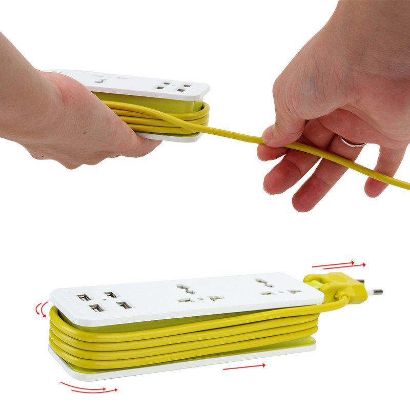 Priză de alimentare 2 priză de prelungire Ștefa UE Priză pentru încărcător Priză de birou inteligentă portabilă 4 porturi USB Încărcător de perete Multiplu