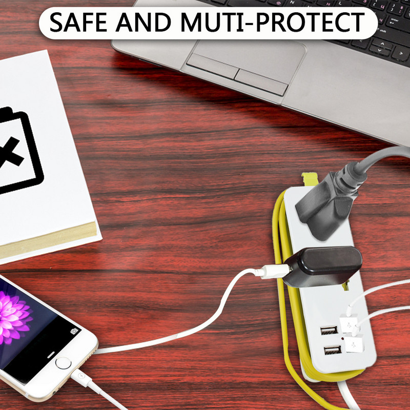 Priză de alimentare 2 priză de prelungire Ștefa UE Priză pentru încărcător Priză de birou inteligentă portabilă 4 porturi USB Încărcător de perete Multiplu