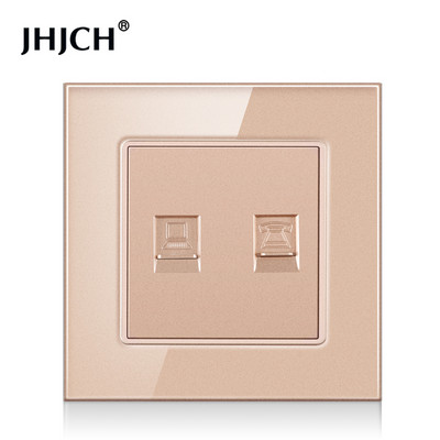 Priză de perete cu panou din sticlă de cristal JHJCH cu priză de date pentru computer internet CAT6 RJ45 TV tel priză curent slab
