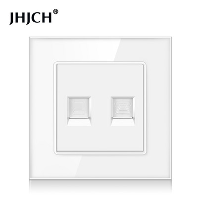 Priză de perete cu panou din sticlă de cristal JHJCH cu priză de date pentru computer internet CAT6 RJ45 TV tel priză curent slab