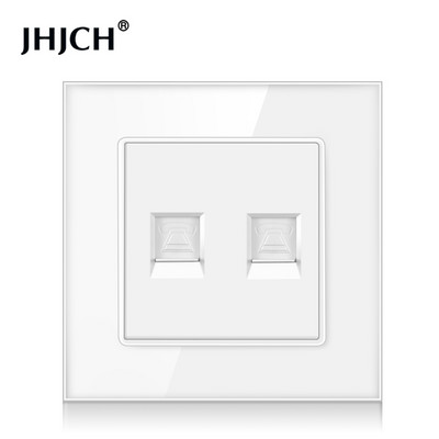 Priză de perete cu panou din sticlă de cristal JHJCH cu priză de date pentru computer internet CAT6 RJ45 TV tel priză curent slab