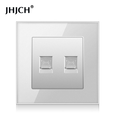 Priză de perete cu panou din sticlă de cristal JHJCH cu priză de date pentru computer internet CAT6 RJ45 TV tel priză curent slab