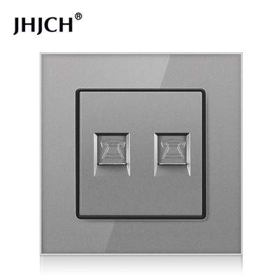 Priză de perete cu panou din sticlă de cristal JHJCH cu priză de date pentru computer internet CAT6 RJ45 TV tel priză curent slab