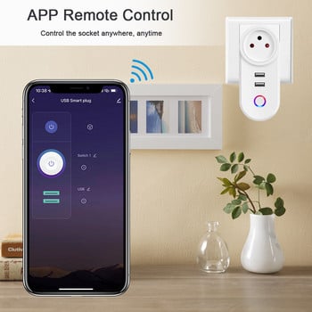 IsFriday Smart Socket Israel With USB 16A Tuya Wifi Plug Smart Life App Remote Control Timer Υποστήριξη Alexa Google Assistant