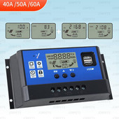 Panou solar Controler de încărcare USB 12V/24V Afișaj LCD reglabil Regulator de baterie cu port Încărcător dublu de celule automate cu încărcare