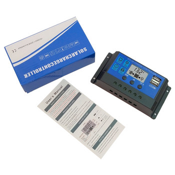 Слънчев панел USB контролер за зареждане 12V/24V регулируем LCD дисплей Регулатор на батерията с порт Двойно автоматично зарядно устройство за клетки с товар