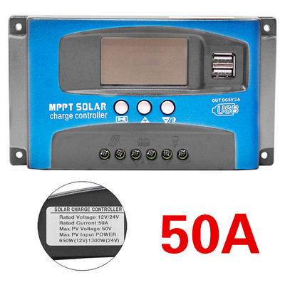 MPPT solarni regulator punjenja LCD zaslon Dual USB 12V/24V Automatski regulator punjača solarne ćelije s opterećenjem 30/40/50/60/100A