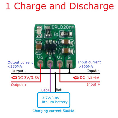 Automatikus töltő kisütő modul DC 5 V–4,2 V akkumulátortöltő és DC 3,7 V 3,8 V–3,3 V 3 V LDO átalakító 18650 Li-Ion Li-Poly