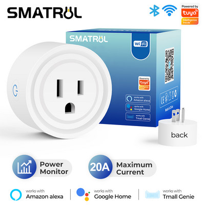 20A Tuya Smart Wifi щепсел US Wireless Control Socket Outlet с функция за таймер за наблюдение на енергията Работи с Alexa Google Home