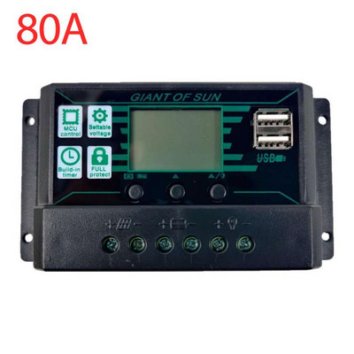 Regulator de încărcare solar MPPT/PWM 100A/50A/40A/30A/20A/10A 12V 24V Regulator de baterie cu panou solar cu 2 porturi USB Display LCD