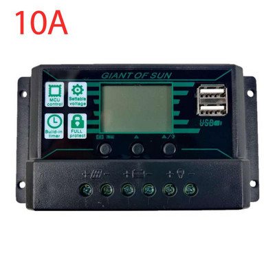 Regulator de încărcare solar MPPT/PWM 100A/50A/40A/30A/20A/10A 12V 24V Regulator de baterie cu panou solar cu 2 porturi USB Display LCD