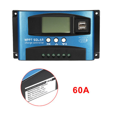 Regulator de încărcare solar MPPT 30/40/50/60/100A Afișaj LCD dublu USB 12V 24V Regulator de încărcare cu panou solar automat cu încărcare