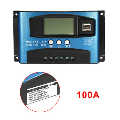 Regulator de încărcare solar MPPT 30/40/50/60/100A Afișaj LCD dublu USB 12V 24V Regulator de încărcare cu panou solar automat cu încărcare
