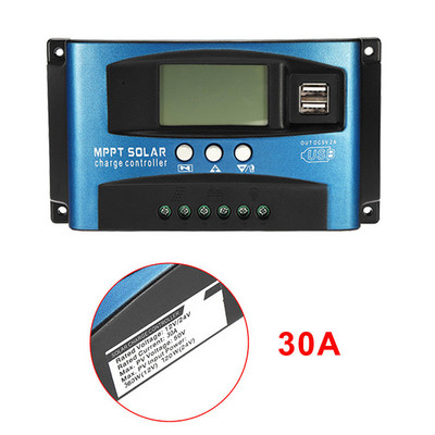 30/40/50/60/100A MPPT контролер за слънчево зареждане, двоен USB LCD дисплей, 12V 24V, автоматичен регулатор на панела за слънчеви клетки, зарядно устройство с товар