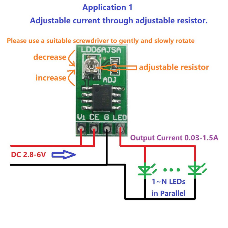 DC 3-6V 30-1500mA Driver LED reglabil Controler PWM Convertor de curent constant DC-DC