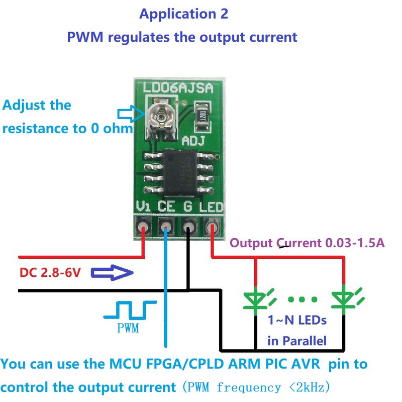 DC 3-6V 30-1500mA Driver LED reglabil Controler PWM Convertor de curent constant DC-DC