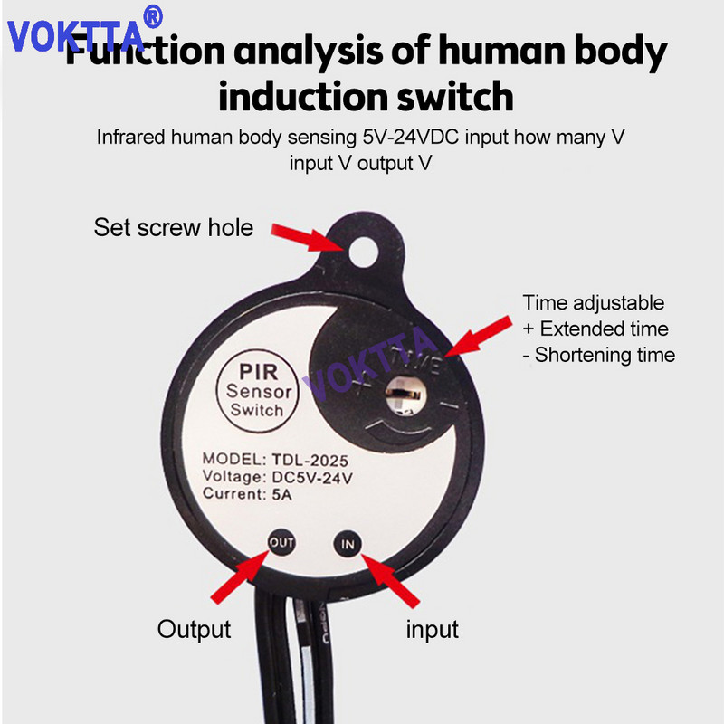 5V USB infračervený PIR senzor pohybu DC12V 24V detektor ľudského pohybu DC spínač pre LED svetelný pásik automatický