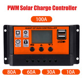 Napelemes töltésvezérlő 10A 30A 60A 80A 100A autó napelemes LED kijelző Dual USB 5V töltésszabályozó berendezés