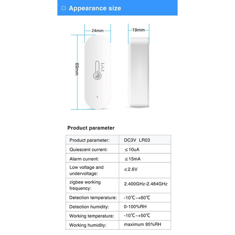 A63I 2X Tuya Zigbee Senzor de temperatură și umiditate Detector de casă inteligentă Suport conexiune inteligentă Alexa Google Assistant