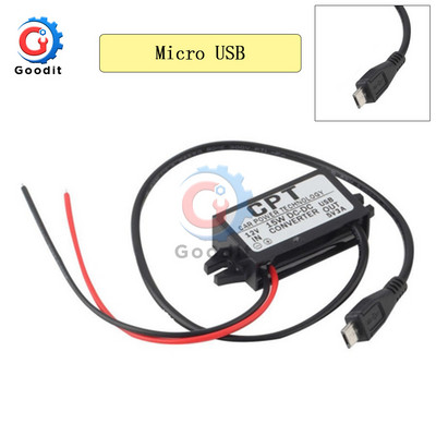 DC-DC 12V la 5V 3A 15W Convertor de putere auto Micro USB Step Down Tensiune Adaptor de ieșire sursă de alimentare Protecție automată la căldură scăzută