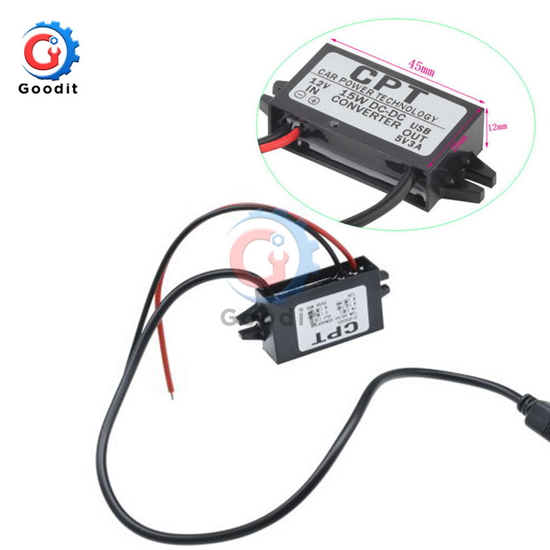 DC-DC 12V la 5V 3A 15W Convertor de putere auto Micro USB Step Down Tensiune Adaptor de ieșire sursă de alimentare Protecție automată la căldură scăzută