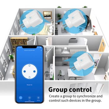 Aubess 16/20A EU Smart Socket Zigbee Smart Plug Outlet Функция за синхронизация Гласово управление Smart Life APP Дистанционно управление Интелигентни контакти