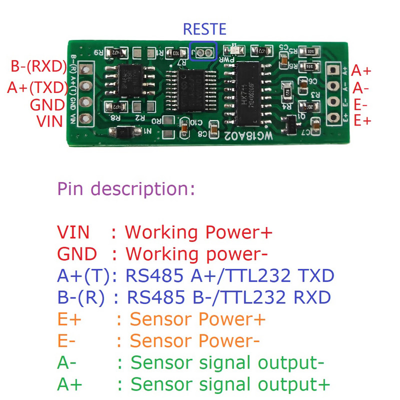 DC 5V 12V RS485 UART Modbus RTU HX711 nyomás-súly érzékelő elektronikus mérlegmodul a PLC konfiguráló szoftverhez