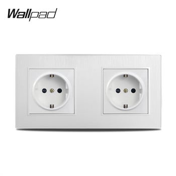 Wallpad S6 White Brushed Panel EU Γαλλική Power Universal πρίζα τοίχου USB Φορτιστής Δεδομένα CAT6 TV Modules Συνδυασμός DIY