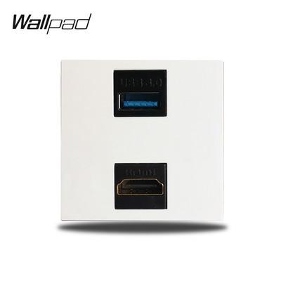 Wallpad S6 Panou alb periat UE Franceză Priză de perete universală Încărcător USB Date Module TV CAT6 Combinație DIY