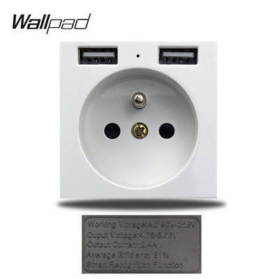 Wallpad S6 Panou alb periat UE Franceză Priză de perete universală Încărcător USB Date Module TV CAT6 Combinație DIY
