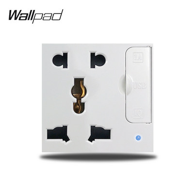 Wallpad S6 Panou alb periat UE Franceză Priză de perete universală Încărcător USB Date Module TV CAT6 Combinație DIY