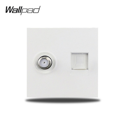Wallpad S6 Panou alb periat UE Franceză Priză de perete universală Încărcător USB Date Module TV CAT6 Combinație DIY