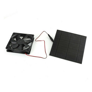 3W 5V 2A Вентилатор за слънчеви панели Комплект изпускателни вентилатори със слънчево захранване за кокошарници, оранжерии Пластмасов черен