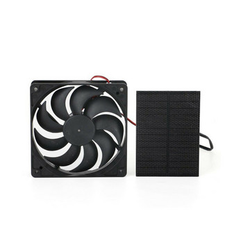3W 5V 2A Вентилатор за слънчеви панели Комплект изпускателни вентилатори със слънчево захранване за кокошарници, оранжерии Пластмасов черен