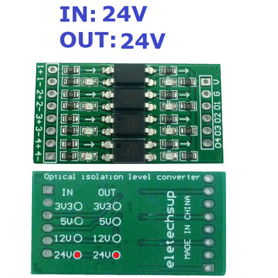 Jelleválasztás PLC szintű átalakítás PNP NPN-ről PNP jelszintű feszültség konverzióra 4 ch 24V-3.3V 5V 12V 24V