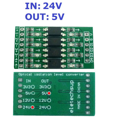 Jelleválasztás PLC szintű átalakítás PNP NPN-ről PNP jelszintű feszültség konverzióra 4 ch 24V-3.3V 5V 12V 24V