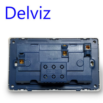 Delviz International универсален гнездо с два 5 отвора правоъгълен стенен контакт Управление на превключвател С лампа Стандартен на ЕС 13A изход