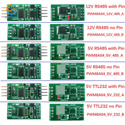 RS485 5V 12V 3Ch 1Hz-20kHz Регулируема честота на работния цикъл PWM Генератор на импулси с квадратна вълна UART RS232 RS485 Шина Modbus RTU Платка