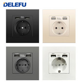 Német EU aljzat fali típusú dupla USB mobiltelefon tápcsatlakozó 2,1 A háztartási szoba aljzat AC 110 V 250 V 16 A 86 mm-es arany aljzat